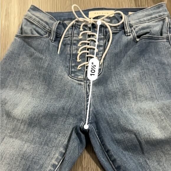 PacSun Medium Wash Lace Up Front High Rise Skinny Jegging Jeans Size 27 - Picture 9 of 10
